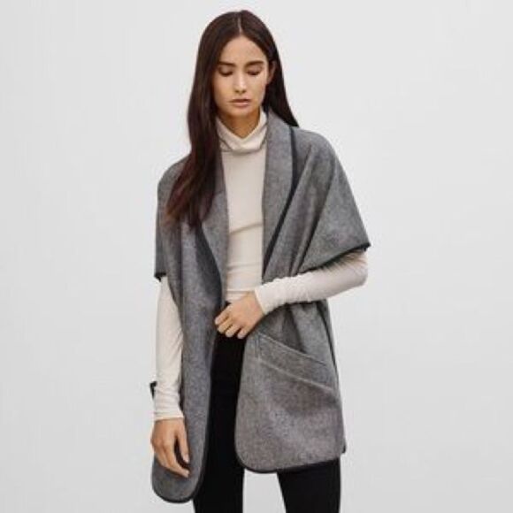 ARITZIA Wool Laverton Poncho Blazer Jacket Blazer Black XXS/XS - Picture 9 of 10